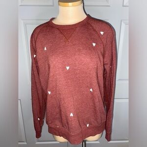 SO Burnt Orange Mini Hearts Sweatshirt - Size M, Autumn